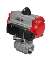 Кран шаровой DN.ru BV3232P(2pc)-FP-T-ISO-H Ду100 Ру40 полнопроходной, внутренняя резьба, нержавеющая сталь 316, уплотнение - PTFE, с пневмоприводом PA-SA-130, пневмораспределителем 4M310-08 AC220V