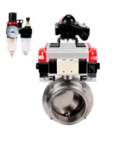 Затвор дисковый поворотный кламповый DN.ru WBV3131S-2W-C-H Ду50 Ру10 корпус - пищевая нержавеющая сталь 304, уплотнение – Silicon, с пневмоприводом DN.ru PA-DA-052, пневмораспределителем DN.ru 4V320-08 AC220V, БКВ DN.ru APL-210N и БПВ DN.ru AFC2000
