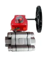 Кран шаровой DN.ru BV3232P(3pc)-FP-SW-ISO-H Ду80 Ру63 полнопроходной, корпус - нержавеющая сталь SS316, под приварку, с редуктором HGBF RQN2-320Z с индикатором положения и датчиком обратной связи