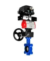 Затвор дисковый поворотный DN.ru WBV1616E-2W-Fb-H Ду125 Ру16 LUG корпус - чугун QT450, диск - чугун QT450, уплотнение - EPDM, с пневмоприводом DN.ru PA-DA-105, редуктором MON3-700-T38-ISO и позиционером YT-1000RSN без обратной связи