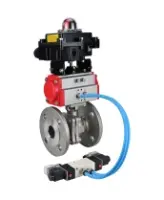 Кран шаровой DN.ru BV3232P(2pc)-FP-F-ISO-H Ду50 Ру16 полнопроходной фланцевый, корпус - нержавеющая сталь SS316, уплотнение - PTFE, с пневмоприводом PA-SA-105, пневмораспределителем 4M320-10 AC220V и БКВ APL-410N EX