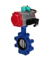 Затвор дисковый поворотный DN.ru WBV1631E-2W-Fb-H Ду100 Ру16 LUG корпус - чугун QT450, диск - нержавеющая сталь 304, уплотнение - EPDM, с пневмоприводом PA-DA-083, пневмораспределителем 4M310-08 AC220V и магнитным переключателем ALS200D