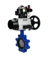 Затвор дисковый поворотный DN.ru WBV1631E-2W-Fb-H Ду125 Ру16 LUG корпус - чугун QT450, диск - нержавеющая сталь 304, уплотнение - EPDM, с пневмоприводом DN.ru PA-DA-105-1, пневмораспределителем 4M310-08 AC220V, БКВ APL-510N EX и БПВ AFC2000
