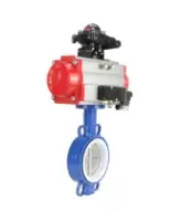 Затвор дисковый поворотный DN.ru WBV3432P-2W-Fb-H Ду300 Ру16, корпус - углеродистая сталь WCB, диск - нержавеющая сталь 316L, уплотнение - PTFE, с пневмоприводом PA-DA-160 двойного действия, с пневмораспределителем 4V320-08 AC220V, с БКВ APL-210N