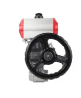 Кран шаровой DN.ru BV3232P(2pc)-FP-T-ISO-H Ду65 Ру40 полнопроходной двухходовой, нержавеющая сталь SS316, внутренняя резьба, PTFE, с пневмоприводом PA-DA-083 двойного действия, с пневмораспределителем 4M310-08 DC24V, с ручным дублером MON2-450-T28-ISO
