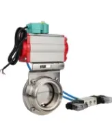 Затвор дисковый поворотный DN.ru WBV3131E-2W-T-H Ду50 Ру10 резьбовой, корпус - пищевая нержавеющая сталь 304, уплотнение - EPDM, с пневмоприводом PA-SA-065, пневмораспределителем 4M320-10 AC220V, магнитным переключателем ALS200D