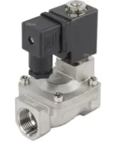 Клапан электромагнитный DN.ru VS431-ET-NC-24VDC 3/4″ Ду20 Ру16, соленоидный двухходовой, корпус - нержавеющая сталь 304, уплотнение - EPDM, резьбовой, нормально-закрытый, пилотный, катушка - 24В