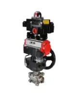 Кран шаровой DN.ru BV3232P(3pc)-FP-W-ISO-H Ду65 Ру25, полнопроходной под приварку, нержавеющая сталь SS316, PTFE, с пневмоприводом PA-DA-083, пневмораспределителем 4M310-08 AC220V, БКВ APL-410N EX, ручным дублером MON2-450-T28-ISO