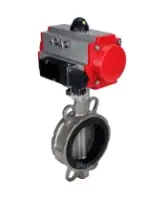 Затвор дисковый поворотный DN.ru WBV3131N-2W-Fb-H Ду65 Ру16, корпус - нержавеющая сталь 304, диск - нержавеющая сталь 304, уплотнение - NBR, с пневмоприводом DN.ru PA-SA-105 и пневмораспределителем DN.ru 4M310-08 AC220V