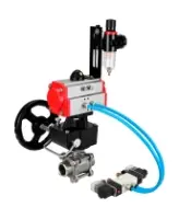Кран шаровой DN.ru BV3232P(3pc)-FP-W-ISO-H WDVF Ду25 Ру63 полнопроходной, трехсоставной, нержавеющая сталь 316, PTFE, под приварку, с пневмоприводом PA-DA-052, пн.распределителем 4V320-08 AC220V, ручным дублером MON1-250-T26-ISO, БПВ AFC2000