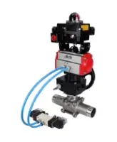 Кран шаровой DN.ru BV3131P(3pc)-FP-W-ISO-H LONG Ду10 Ру63 полнопроходной, корпус - нерж.сталь 304, уплотнение - PTFE, под приварку, с пневмоприводом PA-DA-052, пневмораспределителем 4M320-08 AC220V, БКВ APL-410N EX и ручным дублером MON1-250-T26-ISO