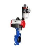 Затвор дисковый поворотный DN.ru WBV1132N-2W-Fb-H Ду125 Ру16, корпус - чугун GG25, диск - нержавеющая сталь 316L, уплотнение - NBR, с пневмоприводом DN.ru PA-SA-140 с возвратными пружинами, пневмораспределителем 4M310-08 AC220V, БПВ AFC2000
