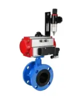 Затвор дисковый поворотный DN.ru WBV1313E-2W-F-H Ду100 Ру16 фланцевый, корпус - чугун GGG40, диск - чугун GGG40, уплотнение - EPDM, с пневмоприводом DN.ru PA-DA-105, пневмораспределителем DN.ru 4M310-08 AC220V и БПВ DN.ru AFC2000