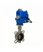 Затвор дисковый поворотный DN.ru WBV3232V-2W-Fb-H Ду50 Ру16, корпус - нержавеющая сталь 316L, диск - нержавеющая сталь 316L, уплотнение - VITON, с электроприводом QT-N-003EM-O1-12VDC-У1 blue