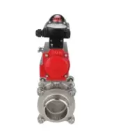 Кран шаровой DN.ru BV3232P(3pc)-FP-W-ISO-H Ду25 Ру63 полнопроходной двухходовой, нержавеющая сталь SS316, под приварку, уплотнение - PTFE, с пневмоприводом DN.ru PA-DA-52 и блоком концевых выключателей APL-210N