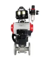 Кран шаровой DN.ru BV3131P(3pc)-FP-F-ISO-H Ду15 Ру40 фланцевый, полнопроходной, 3-составной, корпус - нерж.сталь SS304, уплотнение PTFE, пн.привод PA-DA-052 пн.распределитель 4M310-08 AC220V ручной дублер MON1-250-T26-ISO БПВ AFC2000 БКВ APL-510N-EX
