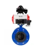 Затвор дисковый поворотный DN.ru WBV1331E-2W-F-H Ду125 Ру16 фланцевый, корпус - чугун GGG40, диск - нержавеющая сталь 304, уплотнение - EPDM, с пневмоприводом DN.ru PA-SA-160, пневмораспределителем DN.ru 4M310-08 AC220V и БКВ DN.ru APL-210N