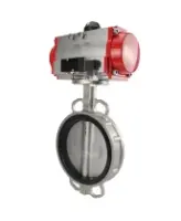 Затвор дисковый поворотный DN.ru WBV3232N-2W-Fb-H Ду200 Ру16, корпус - нержавеющая сталь 316L, диск - нержавеющая сталь 316L, уплотнение - NBR, с пневмоприводом DN.ru PA-DA-130 и пневмораспределителем 4M310-08 AC220V