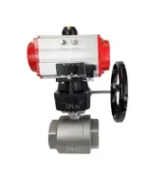 Кран шаровой DN.ru BV3232P(2pc)-FP-T-ISO-H Ду100 Ру40, полнопроходной внутреннняя резьба, нержавеющая сталь SS316, уплотнение - PTFE, с пневмоприводом PA-DA-105, с пневмораспределителем 4V320-08 AC220V, с ручным дублером MON3-700-T38-ISO