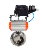 Затвор дисковый поворотный кламповый DN.ru WBV3131S-2W-C-H Ду80 Ру10 корпус - пищевая нержавеющая сталь 304, уплотнение – Silicon, с пневмоприводом DN.ru PA-DA-065 и позиционером DN.ru YT-1000RSN с обратной связью