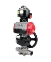 Кран шаровой DN.ru BV3232P(3pc)-FP-W-ISO-H LONG Ду50 Ру40 полнопроход., корпус - нерж.сталь 316, уплотнение - PTFE, под приварку, с пн.приводом PA-DA-083, пн.распределителем 4M310-08 AC220V, ручным дублером MON2-450-T28-ISO и БКВ APL-510N EX