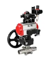 Кран шаровой DN.ru BV3232P(3pc)-FP-W-ISO-H LONG Ду125 Ру16 полнопроход., корпус - нерж.сталь 316, уплотнение - PTFE, под приварку, пн.привод PA-DA-130, пн.распределитель 4M310-08 AC220V, ручной дублер MON3-700-T38-ISO, БКВ APL-210N и БПВ AFC2000
