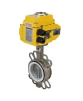 Затвор дисковый поворотный DN.ru WBV3232P-2W-Fb-H Ду65 Ру16, корпус - нержавеющая сталь 316L, диск - нержавеющая сталь 316L, уплотнение - PTFE, с электроприводом DN.ru QT-N-008EM-O1-220VAC-У1 220В