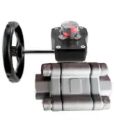 Кран шаровой DN.ru BV3232P(3pc)-FP-SW-ISO-H Ду80 Ру63 полнопроходной, корпус - нержавеющая сталь SS316, под приварку, с редуктором HGB RQN2-320Z с индикатором положения