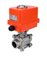 Кран шаровой DN.ru BV3232P(3pc)-FP-W-ISO-H WDVF Ду25 Ру63 полнопроходной, трехсоставной, корпус - нержавеющая сталь 316, уплотнение - PTFE, под приварку, с 1/4-оборотным электроприводом DN.ru QT-N-003EM-O1-220VAC-У1 MINI