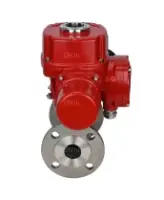 Кран шаровой DN.ru BV3131P(3pc)-FP-F-ISO-H Ду15 Ру40 трехсоставный из нержавеющей стали SS304, фланцевый, уплотнение - PTFE, полнопроходной, с 1/4-оборотным электроприводом DN.ru QT-EX-005M-O2-220VAC-У1
