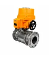 Кран шаровой DN.ru BV3131P(3pc)-FP-F-ISO-H Ду100 Ру16 полнопроходной трехсоставной, фланцевый, нержавеющая сталь 304, уплотнение - PTFE,  22х22, F10, WDVF, с электроприводом четвертьоборотным DN.ru взрывозащищенным QT-EX-020EM-O2-220VAC-У1