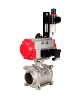Кран шаровой DN.ru BV3232P(3pc)-FP-W-ISO-H WDVF Ду15 Ру63 полнопроходной, трехсоставной, корпус - нержавеющая сталь 316, уплотнение - PTFE, под приварку, с пневмоприводом PA-SA-065, пневмораспределителем 4M310-08 AC220V, БПВ AFC2000
