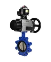 Затвор дисковый поворотный DN.ru WBV1616E-2W-Fb-H Ду125 Ру16 LUG корпус - чугун QT450, диск - чугун QT450, уплотнение - EPDM, с пневмоприводом DN.ru PA-DA-105-1, пневмораспределителем 4M310-08 AC220V и БКВ APL-510N EX