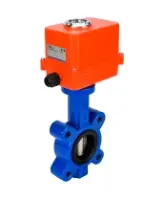 Затвор дисковый поворотный DN.ru WBV1616E-2W-Fb-H Ду50 Ру16 LUG корпус - чугун QT450, диск - чугун QT450, уплотнение - EPDM, межфланцевый, с электроприводом DN.ru QT-N-003EM-O1-220VAC-У1 MINI 220В
