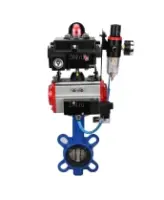 Затвор дисковый поворотный DN.ru WBV1413E-2W-Fb-H Ду40 Ру16, корпус - чугун GGG50, диск - чугун GGG40, уплотнение - EPDM, с пневмоприводом DN.ru PA-SA-083, пневмораспределителем 4M310-08 AC220V, БКВ APL-410N EX, БПВ AFC2000