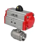 Кран шаровой DN.ru BV3232P(2pc)-FP-T-ISO-H Ду100 Ру40 полнопроходной, внутренняя резьба, нержавеющая сталь 316, уплотнение - PTFE, с пневмоприводом PA-SA-130 с возвратными пружинами