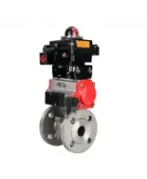 Кран шаровой DN.ru BV3232P(2pc)-FP-F-ISO-H Ду80 Ру16 полнопроходной двухходовой, нержавеющая сталь 316, фланцевый, уплотнение - PTFE, с пневмоприводом PA-SA-130, пневмораспределителем 4M310-08 AC220V и БКВ APL-410N EX