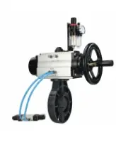 Затвор дисковый поворотный DN.ru WBV4242E-2W-Fb-ISO Дн80 Ру10 межфланцевый, корпус - НПВХ, диск - НПВХ, уплотнение - EPDM, с пневмоприводом PA-DA-105-1, пневмораспределителем 4V320-08 AC220V и БПВ AFC2000