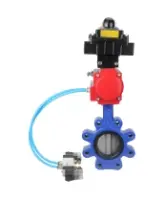 Затвор дисковый поворотный DN.ru WBV1631E-2W-Fb-H Ду100 Ру16 LUG корпус - чугун QT450, диск - нержавеющая сталь 304, уплотнение - EPDM, с пневмоприводом DN.ru PA-DA-083, пневмораспределителем 4V320-08 AC220V и БКВ APL-410N EX
