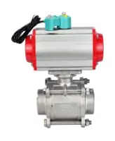 Кран шаровой DN.ru BV3232P(3pc)-FP-W-ISO-H WDVF Ду40 Ру40 полнопроходной, трехсоставной, корпус - нержавеющая сталь 316, PTFE, под приварку, с пневмоприводом PA-DA-065, пневмораспределителем 4M310-08 AC220V и магнитным переключателем ALS200D