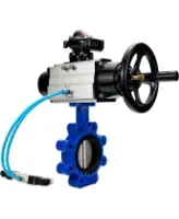 Затвор дисковый поворотный DN.ru WBV1631E-2W-Fb-H Ду125 Ру16 LUG, корпус - чугун QT450, диск - нержавеющая сталь 304, уплотнение - EPDM, с пневмоприводом PA-DA-105-1, пневмораспределителем 4M320-08 AC220V и БКВ APL-210N