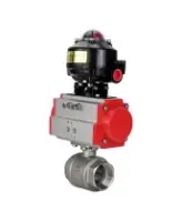 Кран шаровой DN.ru 2 1/2″ Ду65 Ру40 полнопроходной двухходовой, нержавеющая сталь SS316, внутренняя резьба, уплотнение - PTFE, с пневмоприводом DN.ru PA-DA-83 и БКВ APL-510N-EX (BV3232P(2pc)-FP-T-ISO-H)