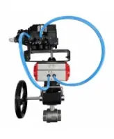 Кран шаровой DN.ru BV3232P(2pc)-FP-T-ISO-H Ду100 Ру40 полнопроходной, нерж. сталь SS316, внутренняя резьба, PTFE, с пневмоприводом PA-DA-105, ручным дублером MON3-700-T38-ISO и с эл.пневматич. поворотным позиционером YT-1000RSN без обратной связи