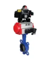 Затвор дисковый поворотный DN.ru WBV1132N-2W-Fb-H Ду125 Ру16, корпус - чугун GG25, диск - нержавеющая сталь 316L, уплотнение - NBR, с пневмоприводом DN.ru PA-SA-140 с возвратными пружинами, пневмораспределителем 4M310-08 AC220V, БКВ APL-410N EX