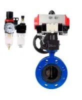 Затвор дисковый поворотный DN.ru WBV1313E-2W-F-H Ду100 Ру16, корпус - чугун GGG40, диск - чугун GGG40, уплотнение - EPDM, с пневмоприводом PA-DA-105, пневмораспределителем 4M320-08 AC220V, ручным дублером MON1-250-T26-ISO и БПВ AFC2000