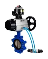 Затвор дисковый поворотный DN.ru WBV1616E-2W-Fb-H Ду125 Ру16 LUG, корпус - чугун QT450, диск - чугун QT450, уплотнение - EPDM, с пневмоприводом PA-DA-105-1, пневмораспределителем 4M320-08 AC220V и БКВ APL-510N EX