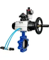Затвор дисковый поворотный DN.ru WBV1616E-2W-Fb-H Ду125 Ру16 LUG, корпус - чугун QT450, диск - чугун QT450, уплотнение - EPDM, с пневмоприводом PA-DA-105-1, пневмораспределителем 4M320-08 AC220V, БКВ APL-210N и БПВ AFC2000