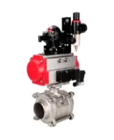 Кран шаровой DN.ru BV3232P(3pc)-FP-W-ISO-H WDVF Ду15 Ру63 полнопроходной, трехсоставной, корпус - нержавеющая сталь 316, уплотнение - PTFE, под приварку, с пневмоприводом PA-SA-065, пневмораспределителем 4M310-08 AC220V, БКВ APL-210N, БПВ AFC2000
