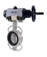 Затвор дисковый поворотный DN.ru WBV3131N-2W-Fb-H Ду150 Ру16, межфланцевый, корпус - нержавеющая сталь 304, диск - нержавеющая сталь 304, уплотнение - NBR, с пневмоприводом PA-DA-105-1, с пневмораспределителем 4V320-08 AC220V