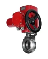 Затвор дисковый поворотный DN.ru WBV3131E-2W-W-H Ду15 Ру10 под приварку, корпус - пищевая нержавеющая сталь 304, уплотнение - EPDM, с электроприводом QT-EX-005M-O2-220VAC-У1 с моментной муфтой и штурвалом